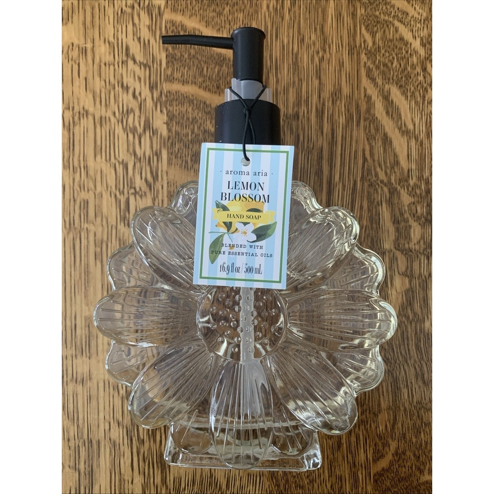 Aroma Aria Lemon Blossom Hand Soap  16.9 oz Glass Bottle | Essential Oil Infused